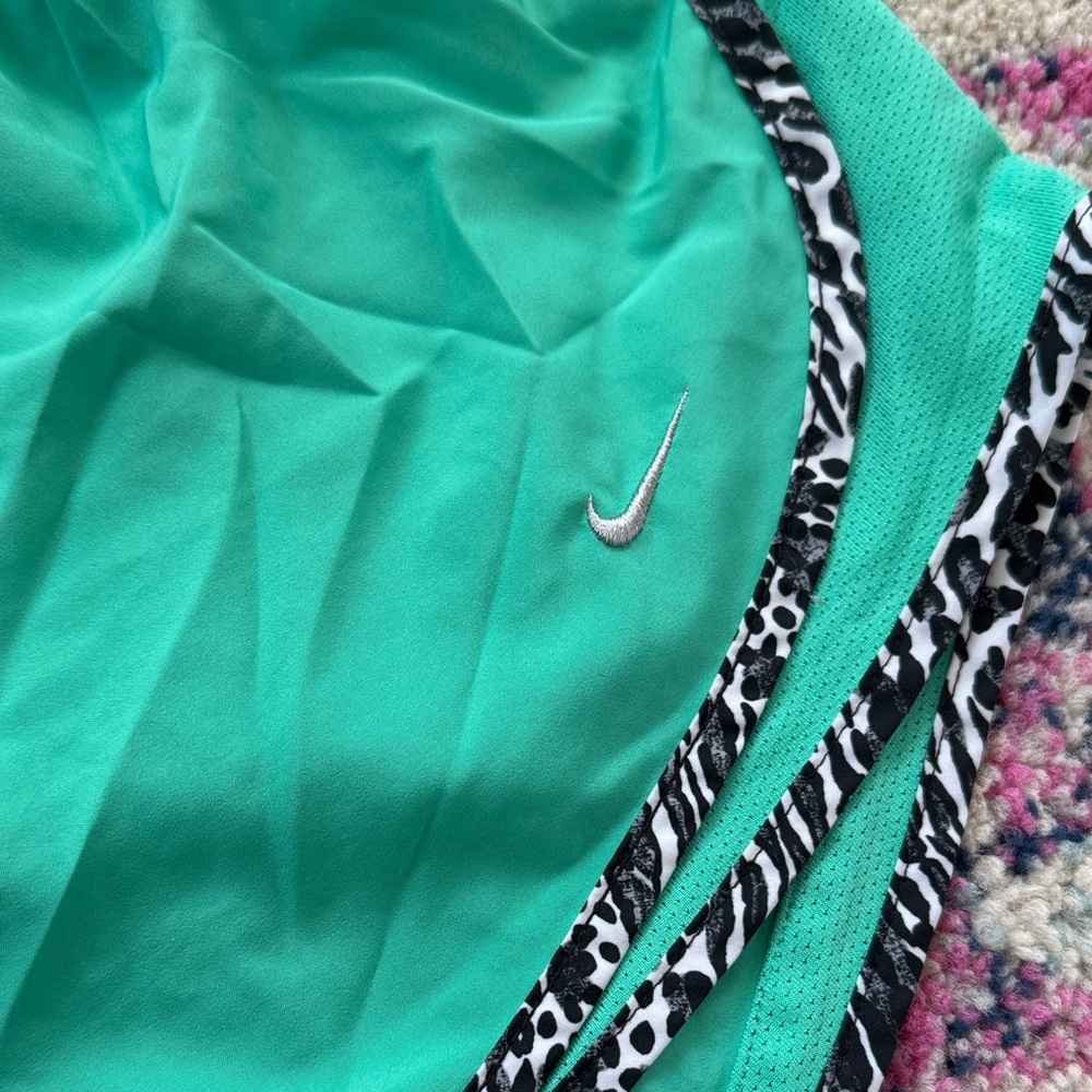 Nike Teal Athletic Shorts with Black & White Zebra Trim - Picture 3 of 7